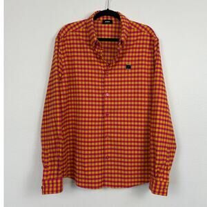 NWOT WE11DONE Checked Logo Print Button Down Flannel Cotton Unisex Shirt Medium